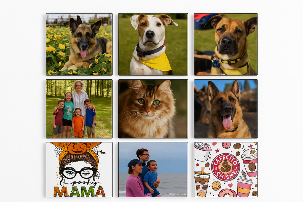 Professional grid layout of custom photo magnets